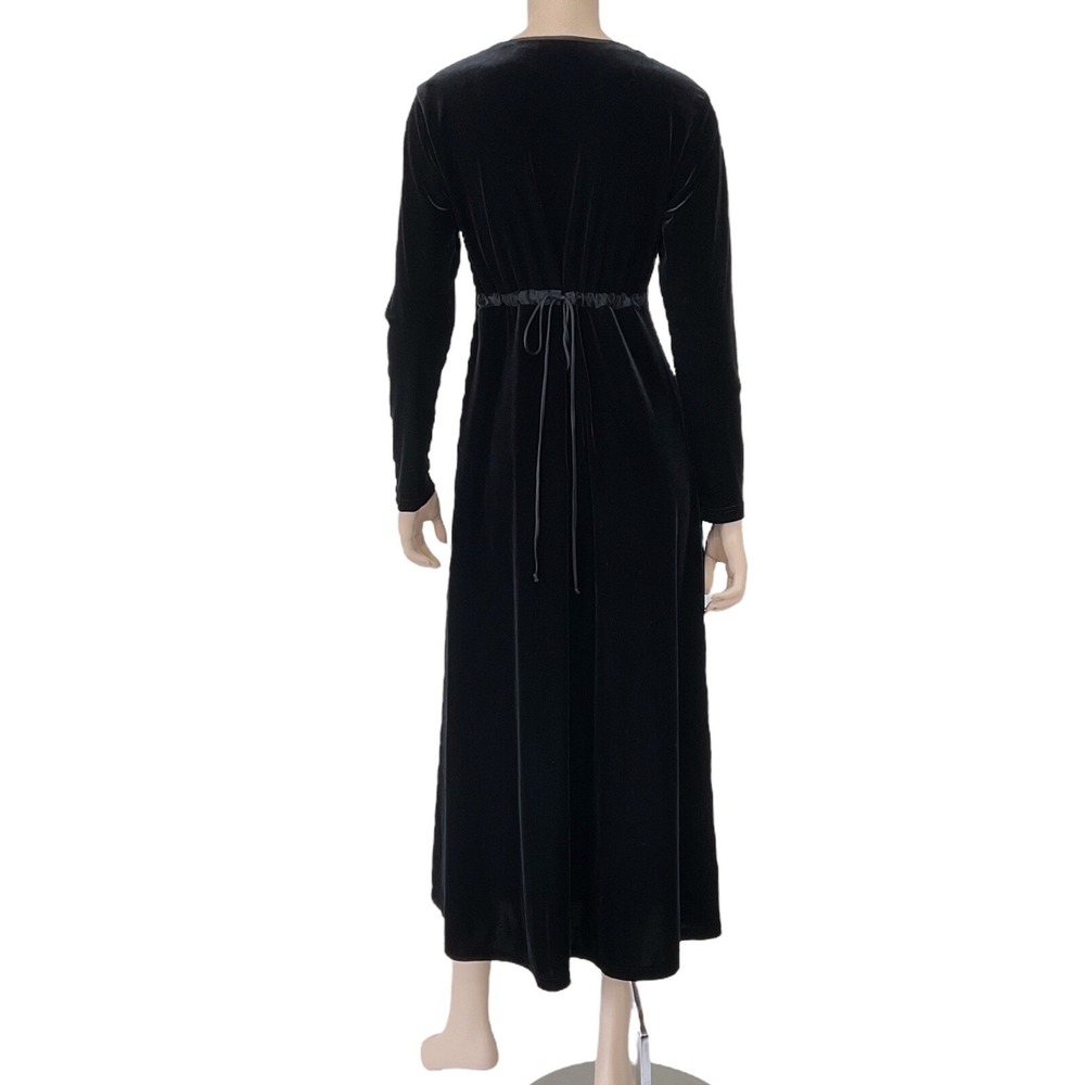 Caren Desiree Co Maxi Dress Women Size 10 Black Long Sleeve Velour Long Vintage - Picture 4 of 7